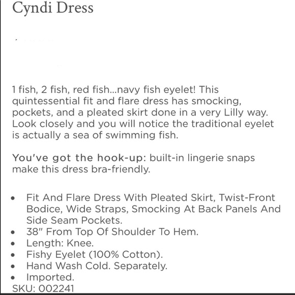 Lilly Pulitzer Cyndi dress True Navy Fishy Eyelet - Picture 11 of 11